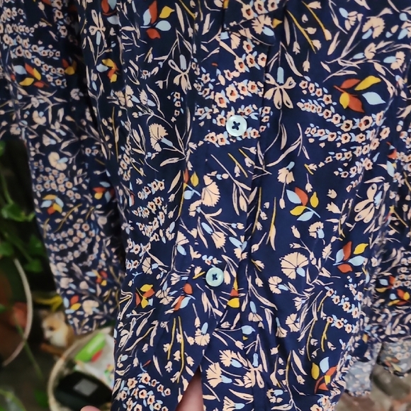 Maeve Anthropologie Navy Floral Peplum Blouse Size Small - Picture 4 of 13